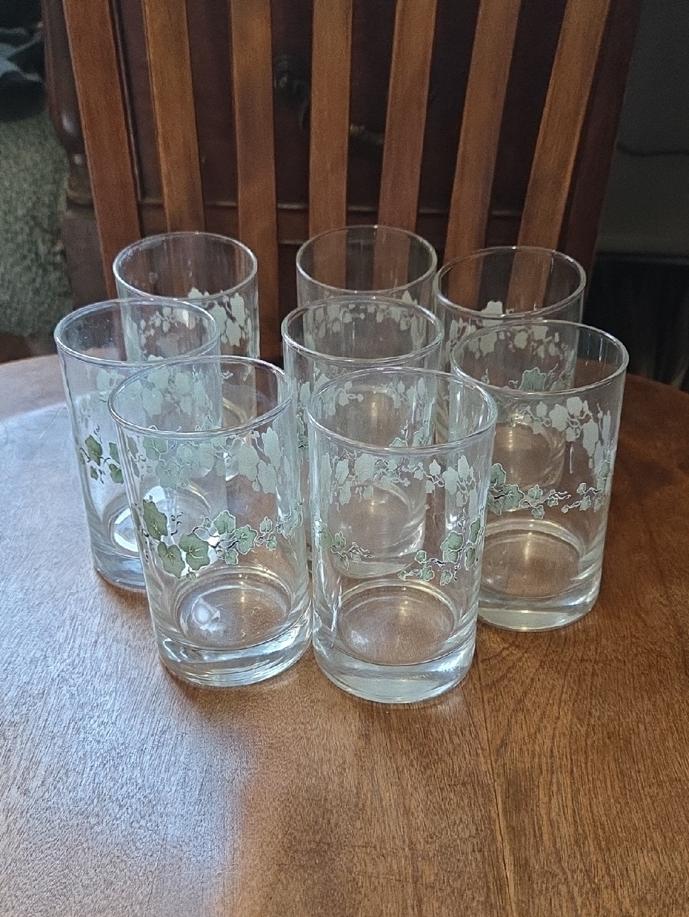 Vintage Set Of 8 Corelle Callaway Juice Glasses Green Ivy Vintage 6 Ounces